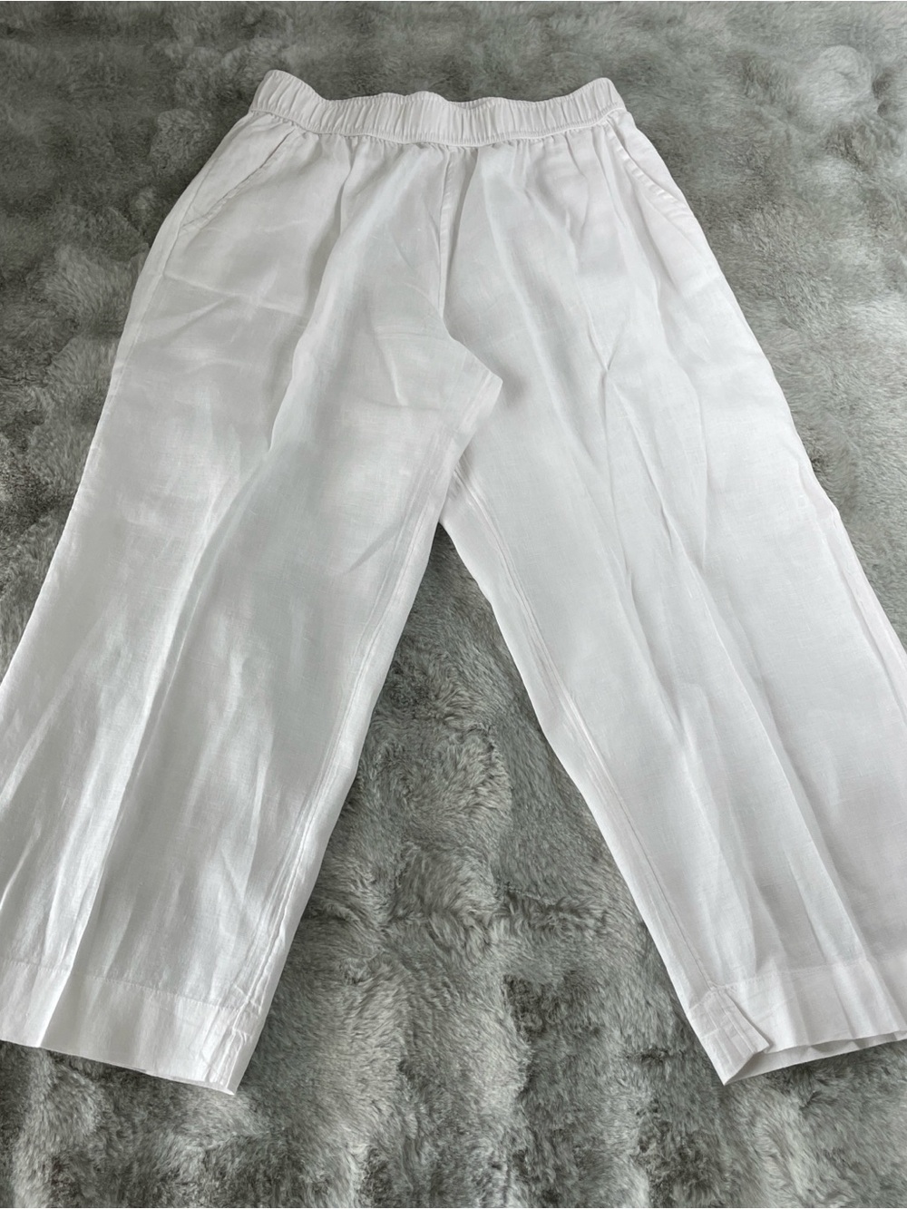 Tahari White Cropped Linen Ankle Pants-0202